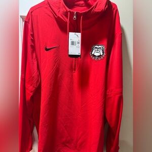 Nike Red Quarter-Zip Hoodie with Emblem